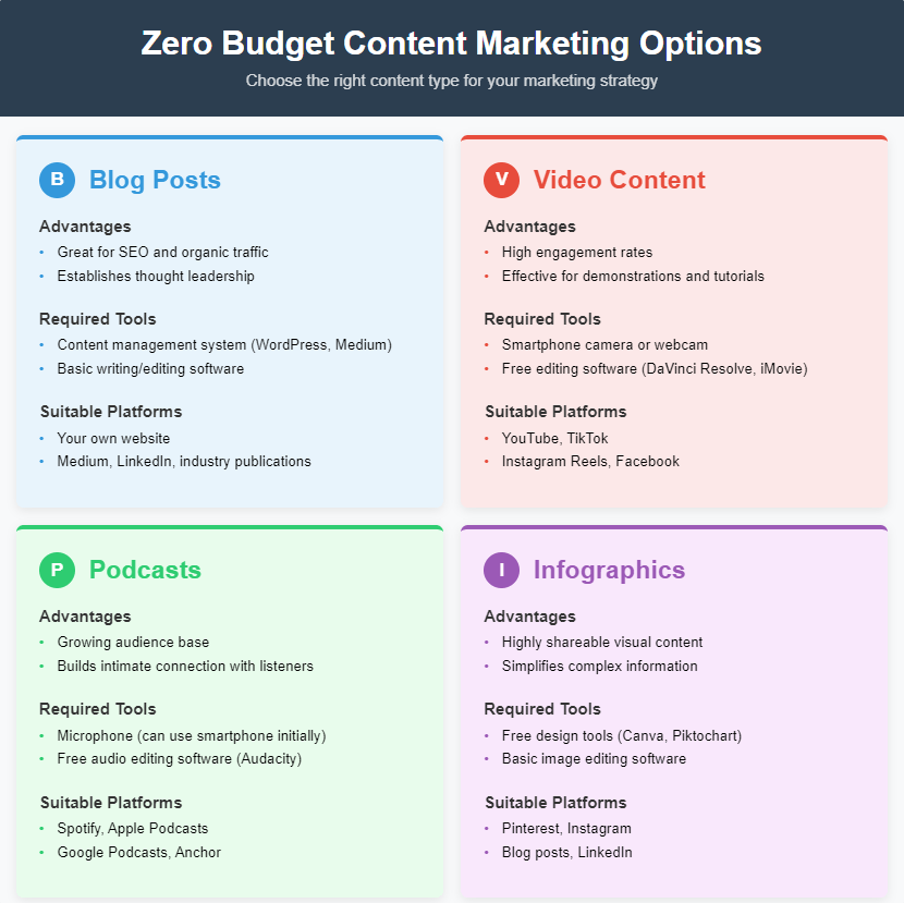 Zero Budget Content Marketing Options